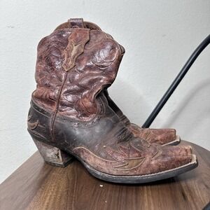Ariat Dahlia Western Floral Boots Leather Pull On Distressed 10008781 Sz 9.5B